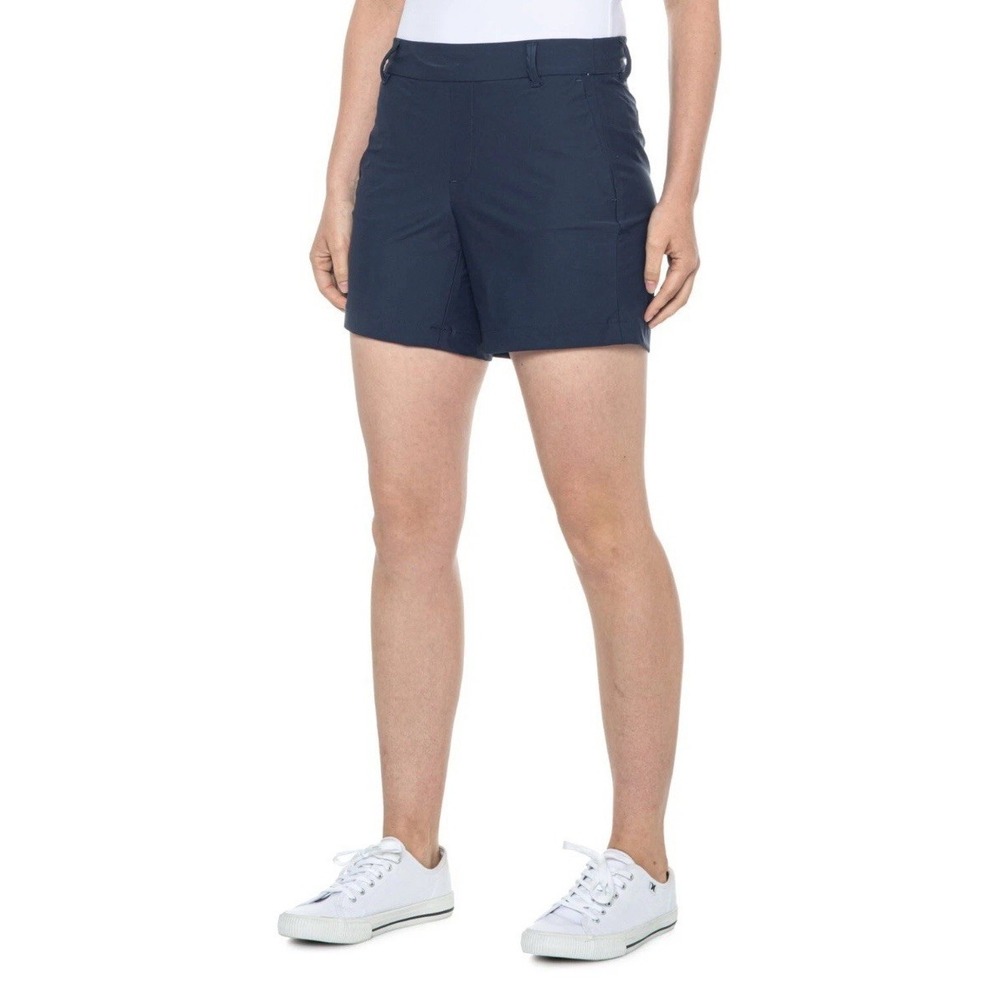 SPANX Navy Blue 6" SUNSHINE Pull On Pockets 4Way Stretch‎ SHORTS Womens Sz XL